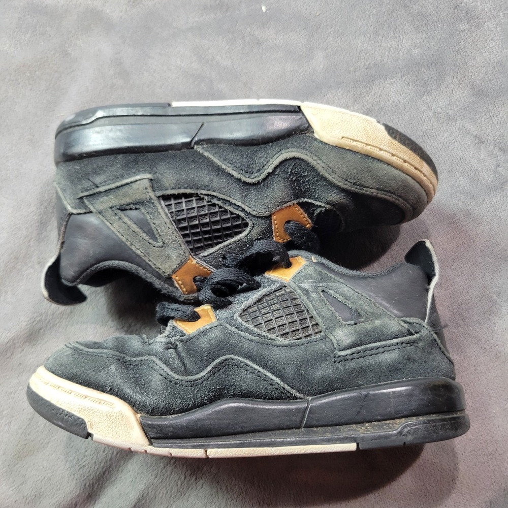 Jordan 4 Retro Royalty Black Metallic Gold Toddler Sneakers 9C 308500-032